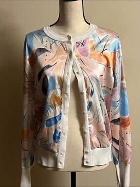 Ted Baker White Knit Top with Gold Logo, size 4/ medium